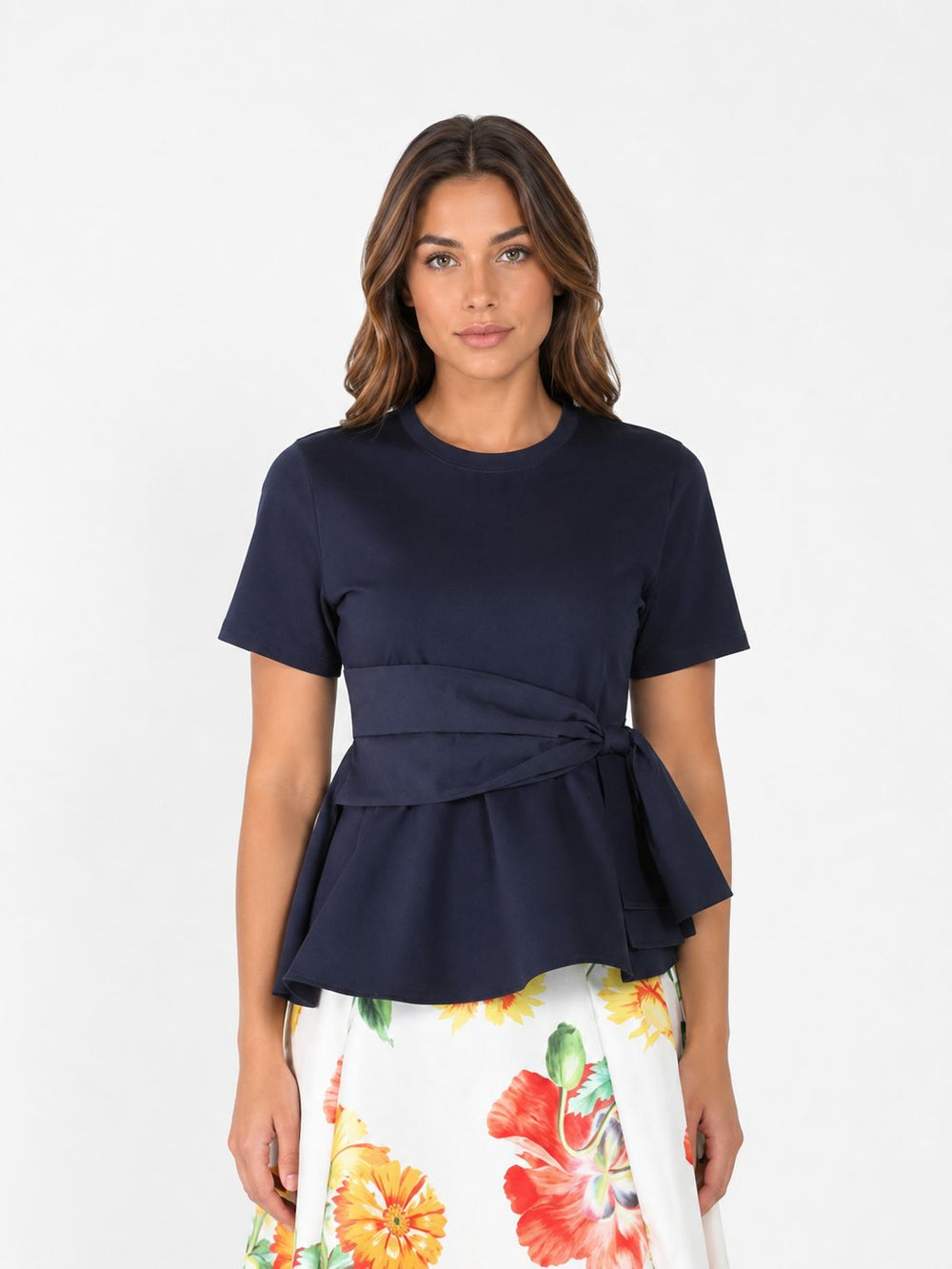 Crew Neck Oversized Bow Top - Glamourous Grace