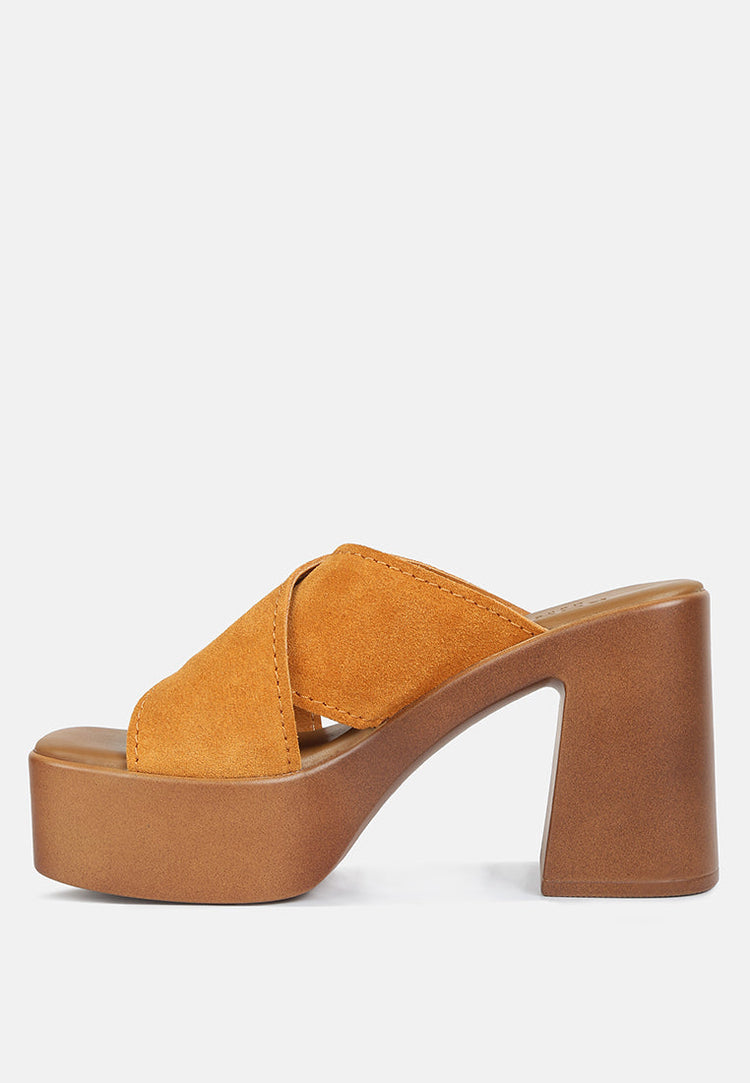 Matrix Criss Cross Strap Block Heel Sandals