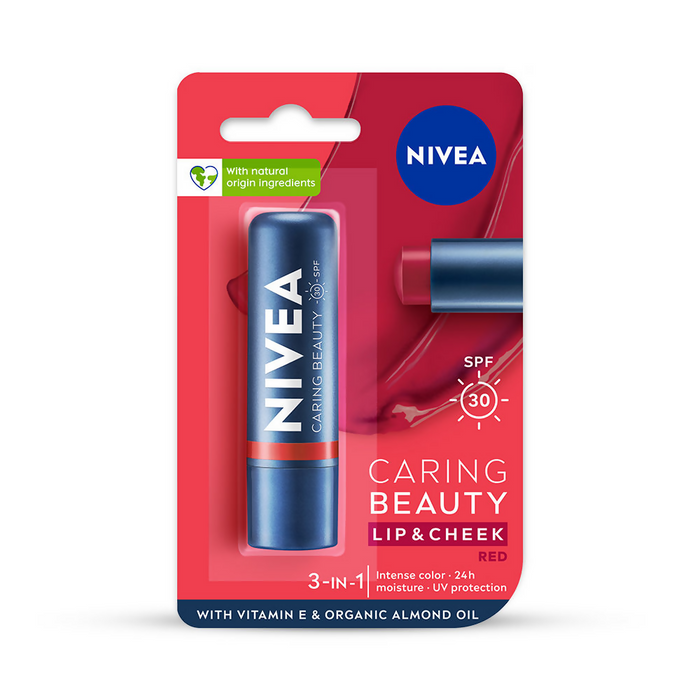 Nivea Lip Caring Beauty Red Lip Balm With SPF 30 - Red - Glamourous Grace