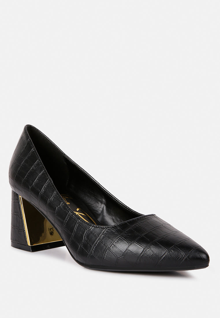 Emersyn Croc Block Heel Pump Shoes - Glamourous Grace