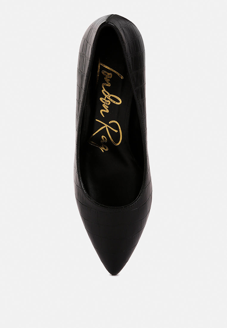 Emersyn Croc Block Heel Pump Shoes - Glamourous Grace