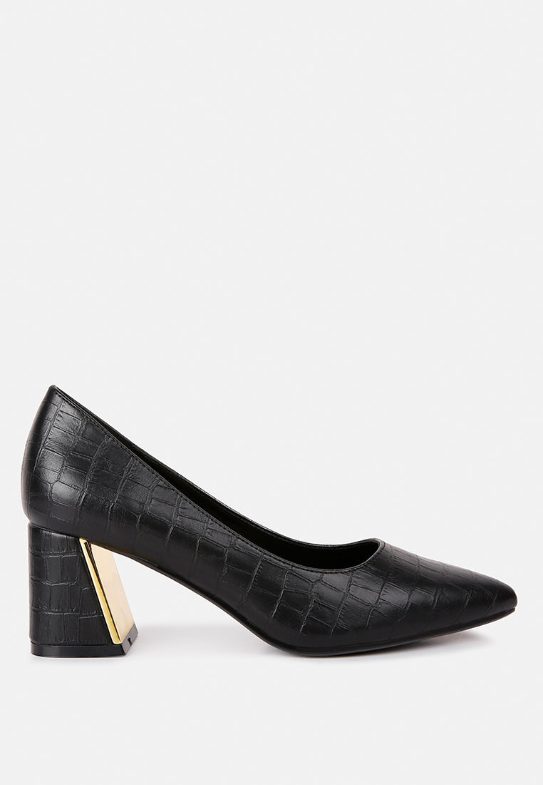 Emersyn Croc Block Heel Pump Shoes - Glamourous Grace