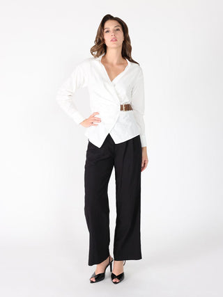 Cross Body Belt Design Side Gathered Top - Glamourous Grace
