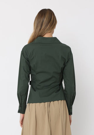 Cross Body Belt Design Side Gathered Top - Glamourous Grace