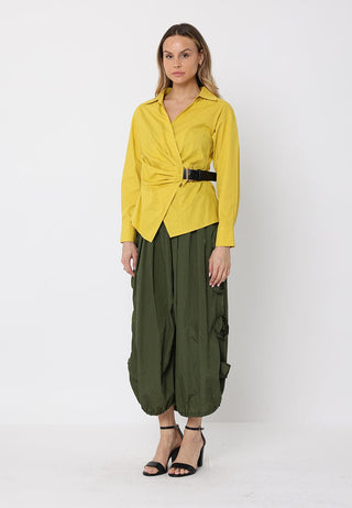 Cross Body Belt Design Side Gathered Top - Glamourous Grace