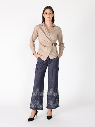 Cross Body Belt Design Side Gathered Top