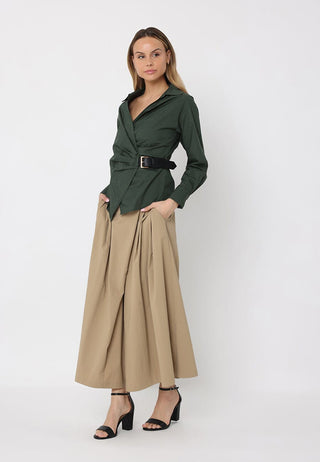 Cross Body Belt Design Side Gathered Top - Glamourous Grace