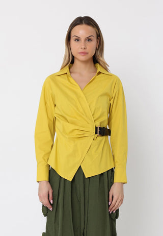 Cross Body Belt Design Side Gathered Top - Glamourous Grace