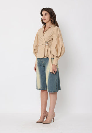 Crossbody Long Sleeve Solid Top
