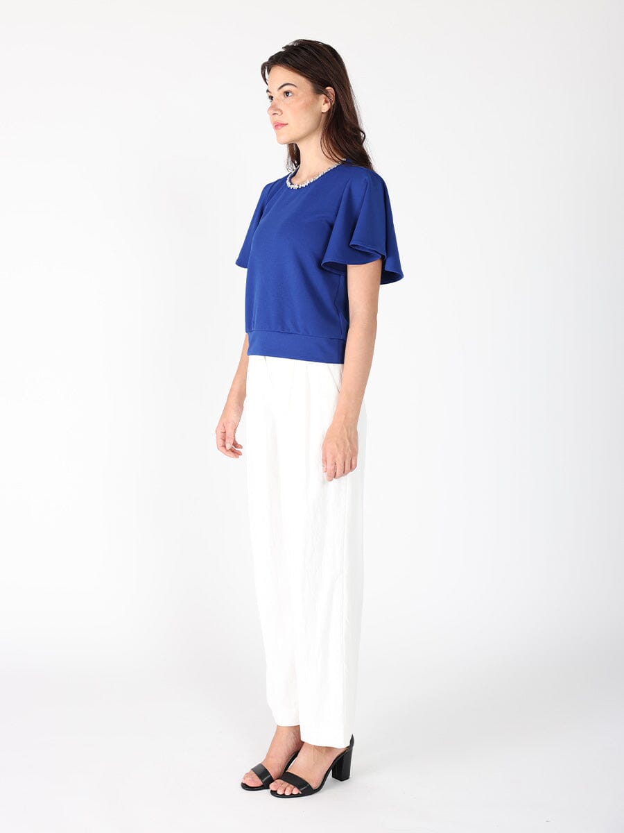 Crystal Embroidered Crewneck Top - Glamourous Grace