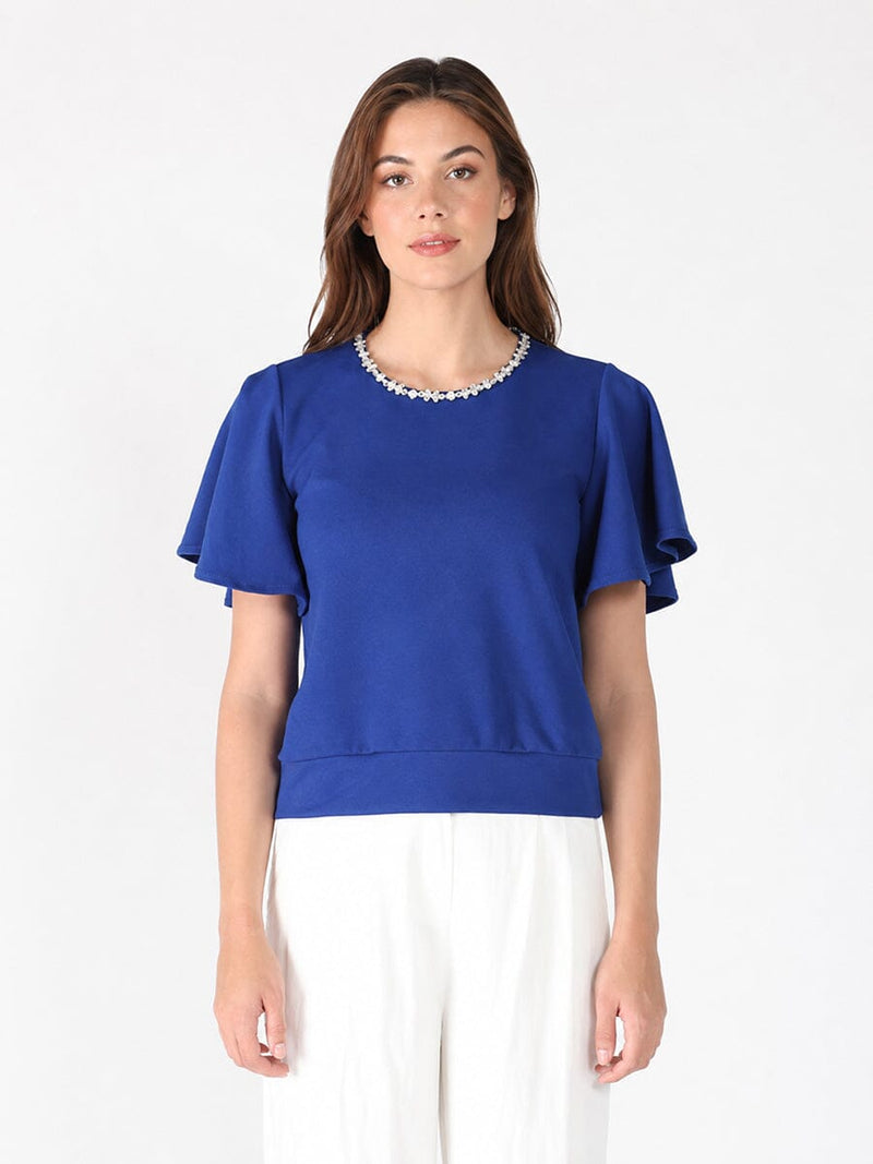 Crystal Embroidered Crewneck Top - Glamourous Grace