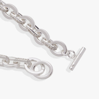 Delicate Oval Link Crystal Chain Toggle Bracelet