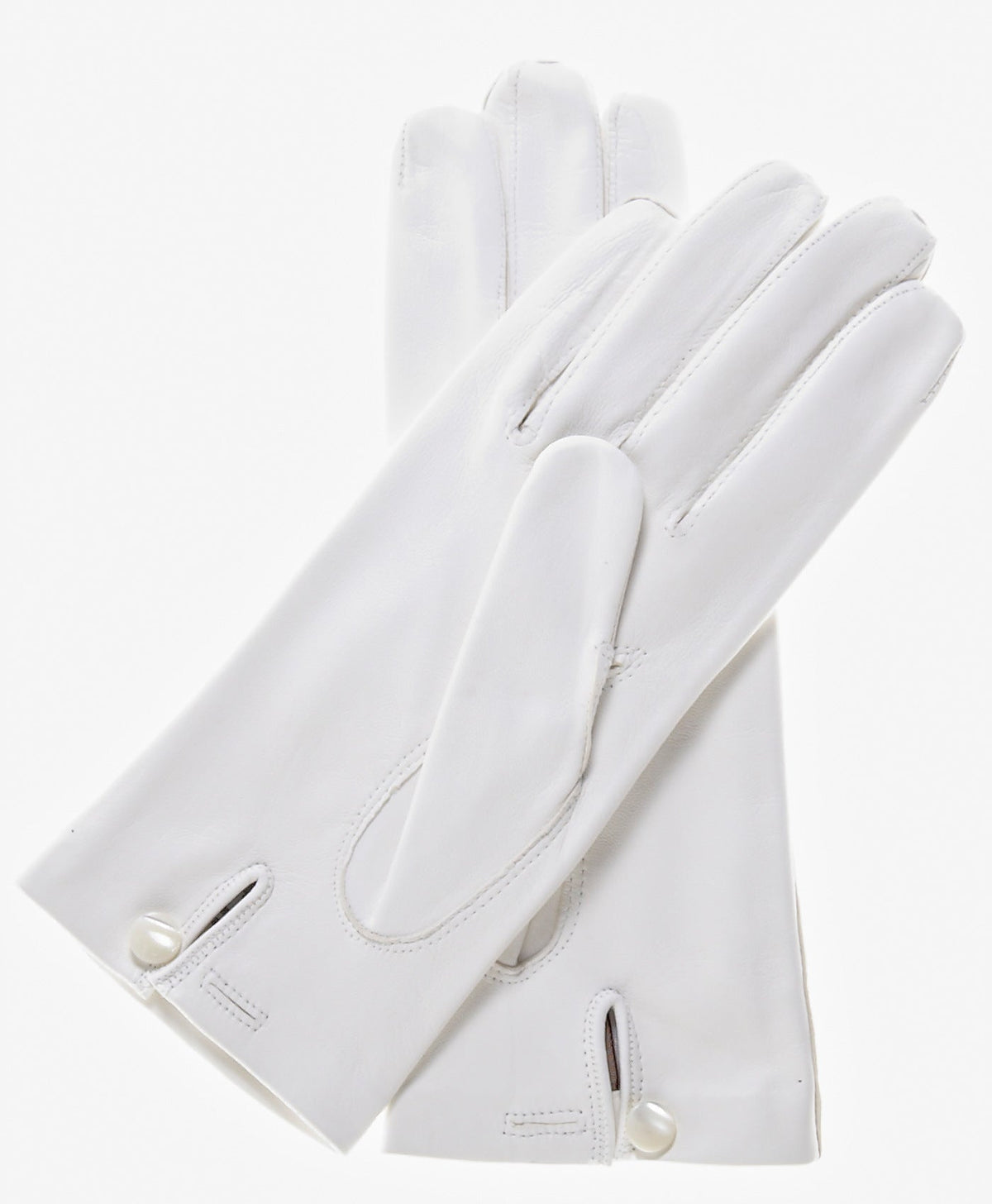 CS4101 (white) - Italian Silk Lined White Leather Wedding Gloves - Glamourous Grace
