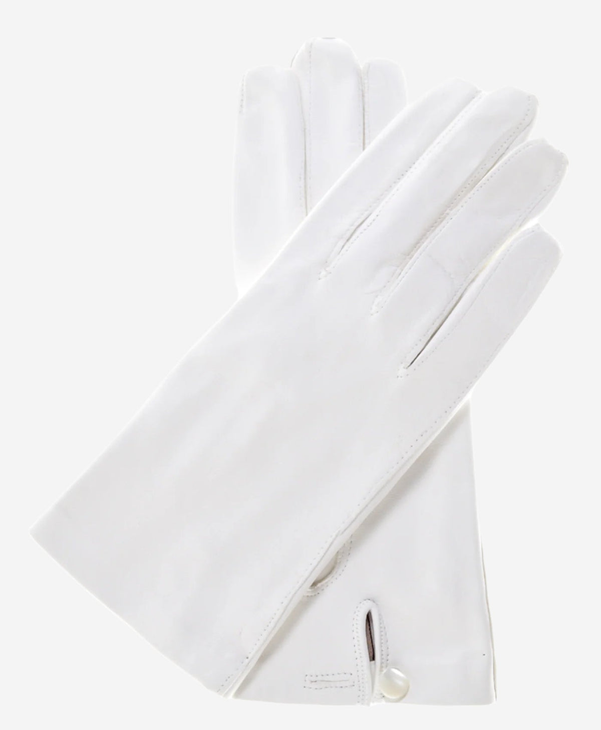 CS4101 (white) - Italian Silk Lined White Leather Wedding Gloves - Glamourous Grace