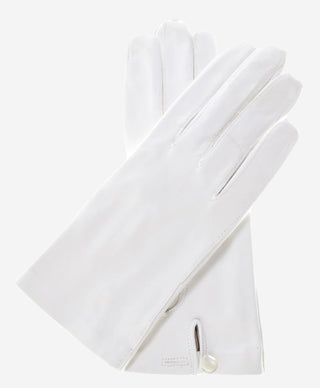 CS4101 (white) - Italian Silk Lined White Leather Wedding Gloves - Glamourous Grace