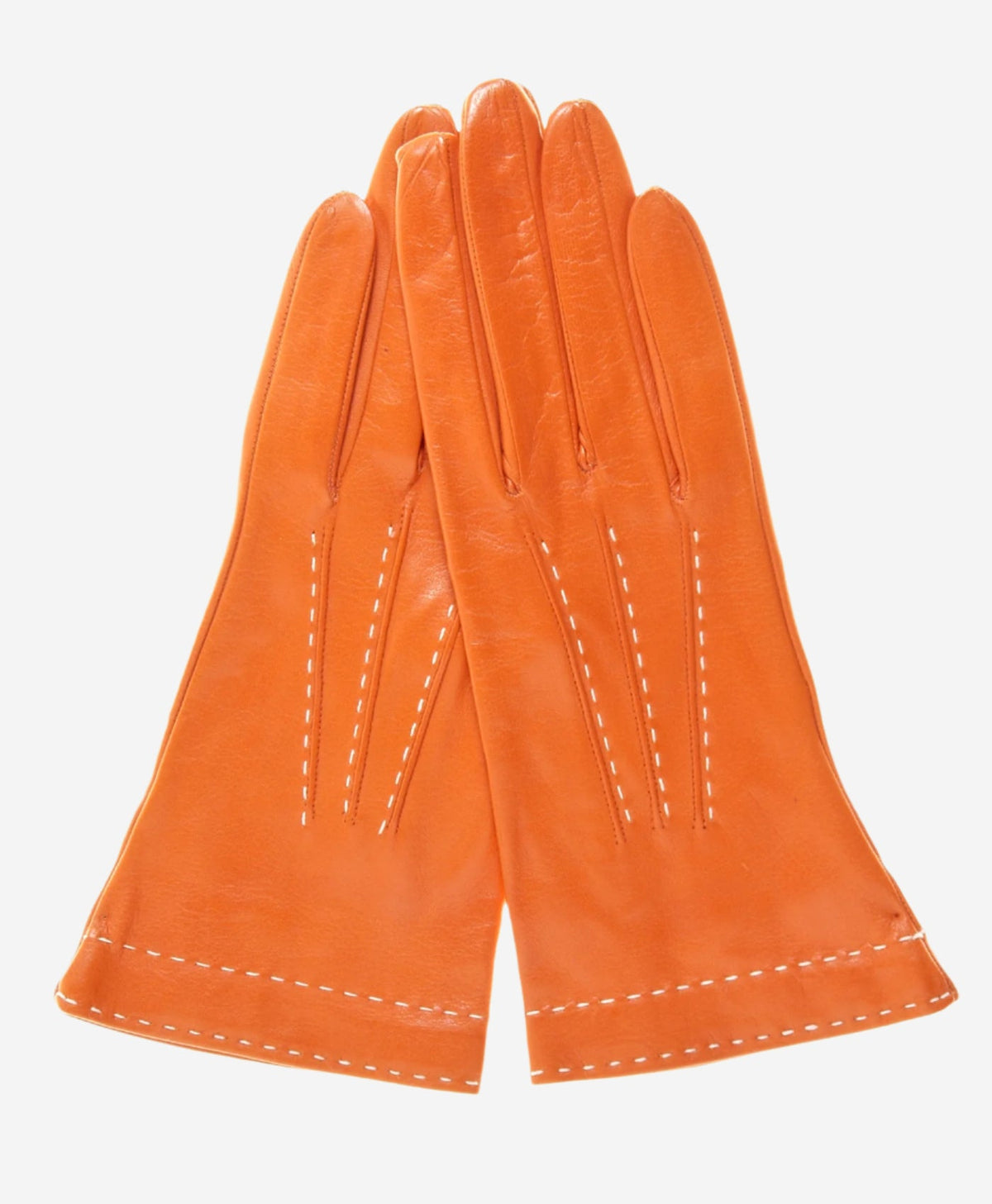 CS4204 (rust) - Women's Italian Silk Lined Leather Gloves with Contrast Decorative Stitching - Glamourous Grace