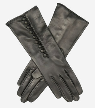 CS4255 (black) - Italian Silk Lined Gloves with 4-Button Length - Glamourous Grace