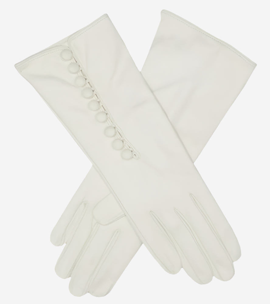 CS4255 (white) - Italian Silk Lined Gloves with 4-Button Length - Glamourous Grace