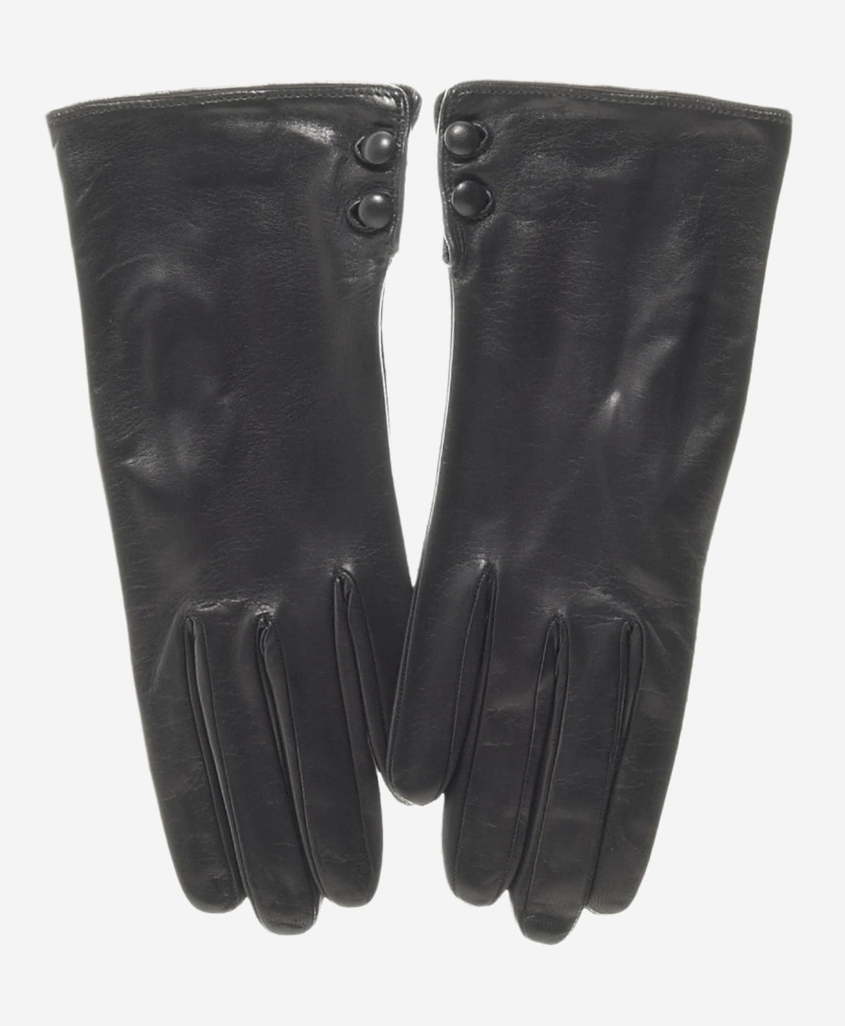CS4345 (black) - Women's Italian Silk Lined Leather Gloves with 2 Buttons - Glamourous Grace