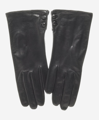 CS4345 (black) - Women's Italian Silk Lined Leather Gloves with 2 Buttons - Glamourous Grace