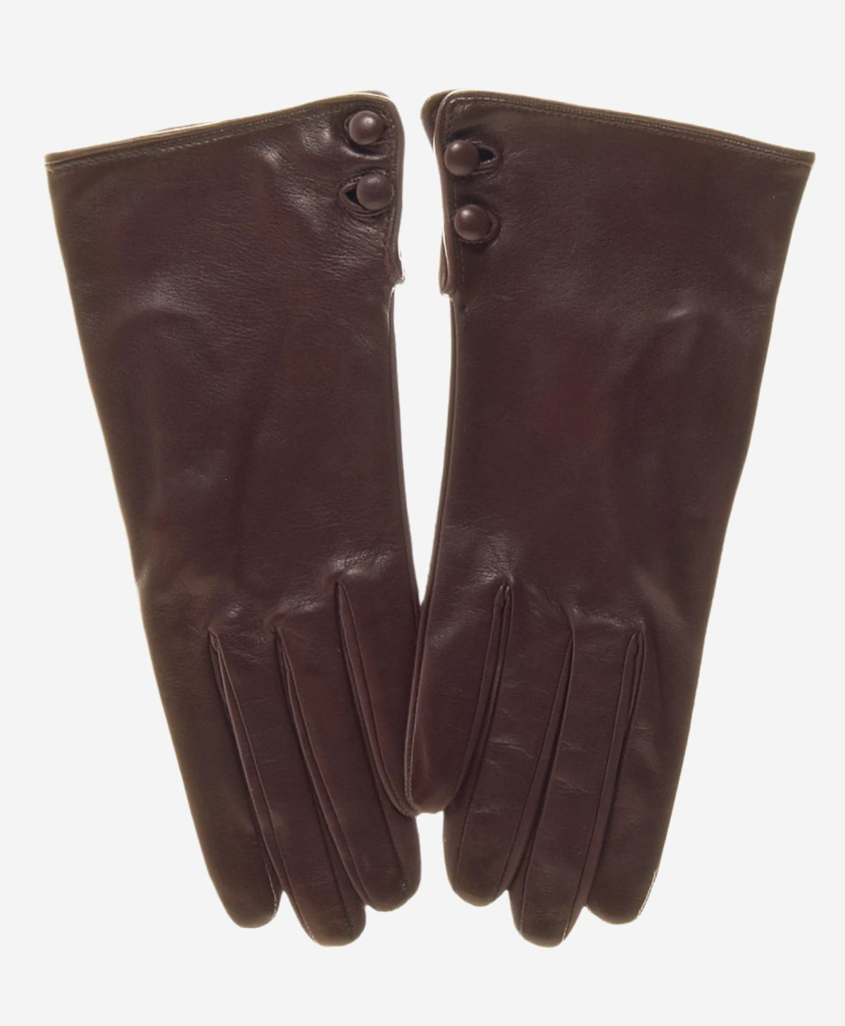 CS4345 (brown) - Women's Italian Silk Lined Leather Gloves with 2 Buttons - Glamourous Grace