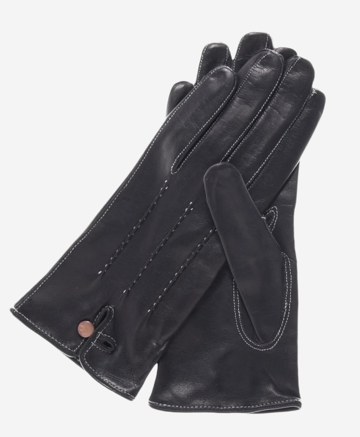 CS4801 (black) - Women's Italian Silk Lined Leather Gloves with Stitched Accents - Glamourous Grace