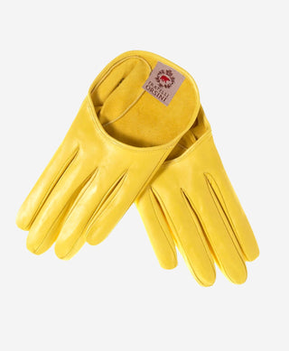 CU4303 (yellow) - Women's Short Italian Leather Gloves - Glamourous Grace