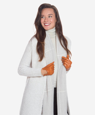 CU4629 (cognac) - Women's Unlined Italian Fashion Leather Gloves With Short Wrist - Glamourous Grace