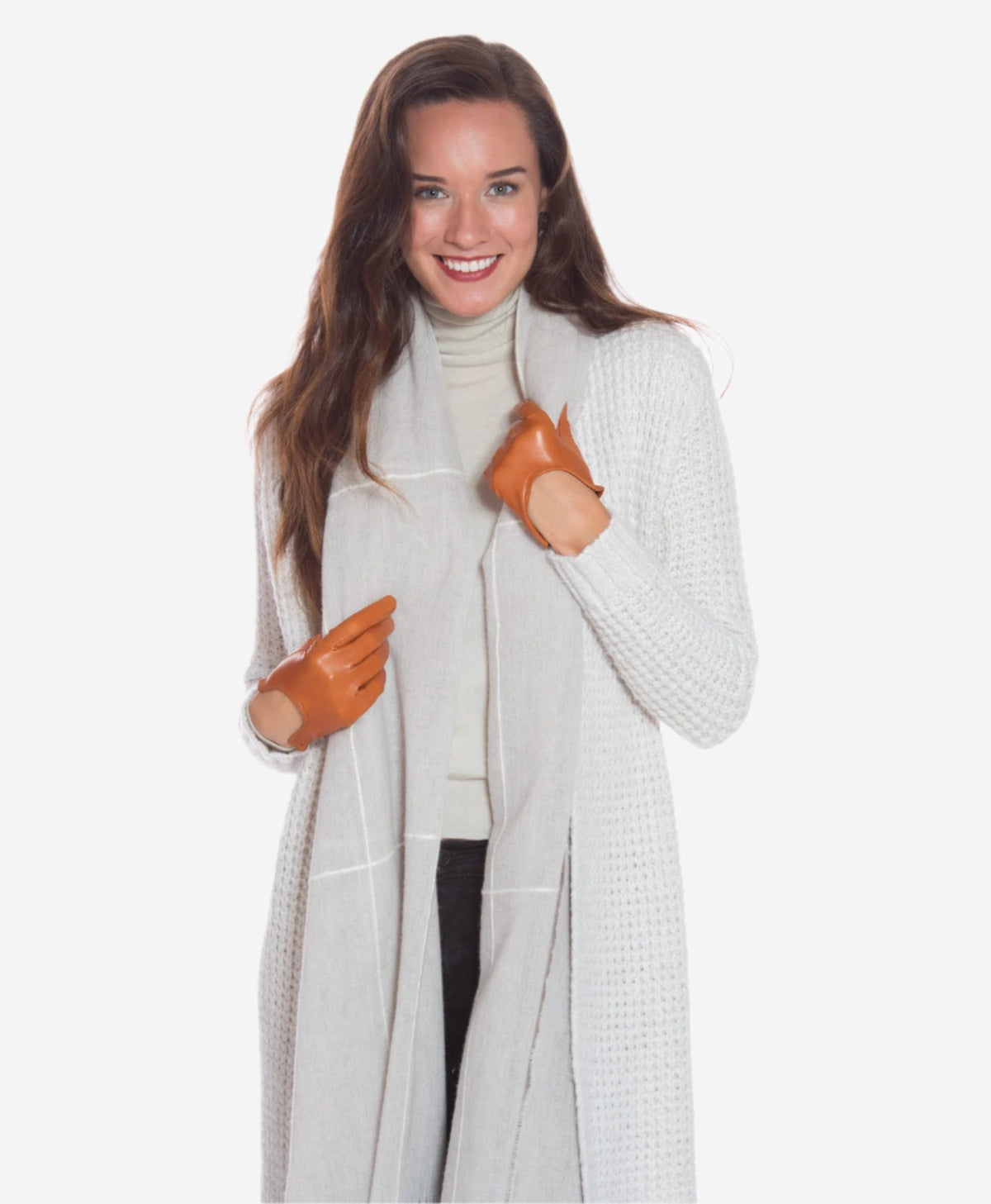 CU4629 (cognac) - Women's Unlined Italian Fashion Leather Gloves With Short Wrist - Glamourous Grace