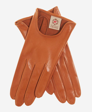 CU4629 (cognac) - Women's Unlined Italian Fashion Leather Gloves With Short Wrist - Glamourous Grace