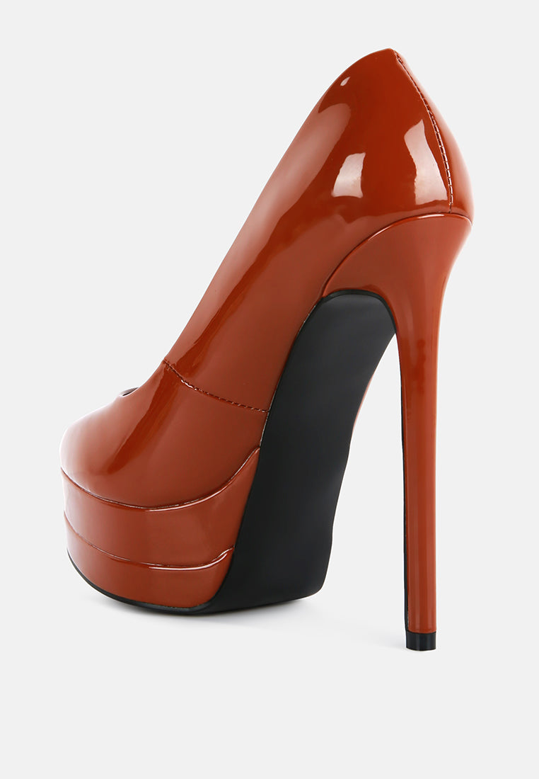 Cuddles Patent Faux Leather Platform Stiletto Pumps - Glamourous Grace