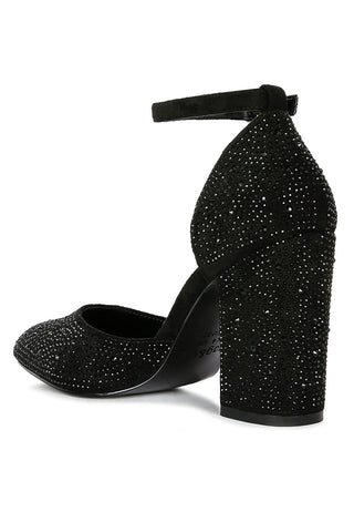 Culver Microfiber Diamante Block Heeled Sandal