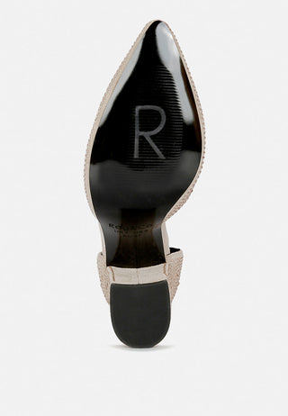 Culver Microfiber Diamante Block Heeled Sandal
