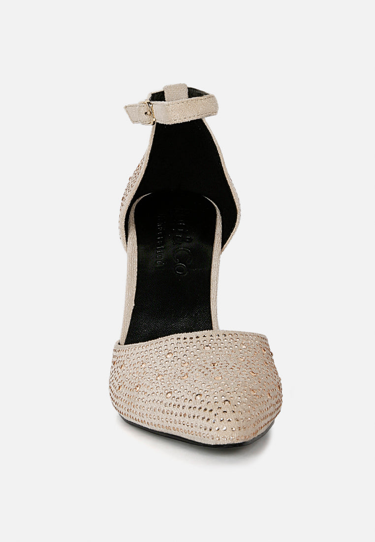 Culver Microfiber Diamante Block Heeled Sandal - Glamourous Grace