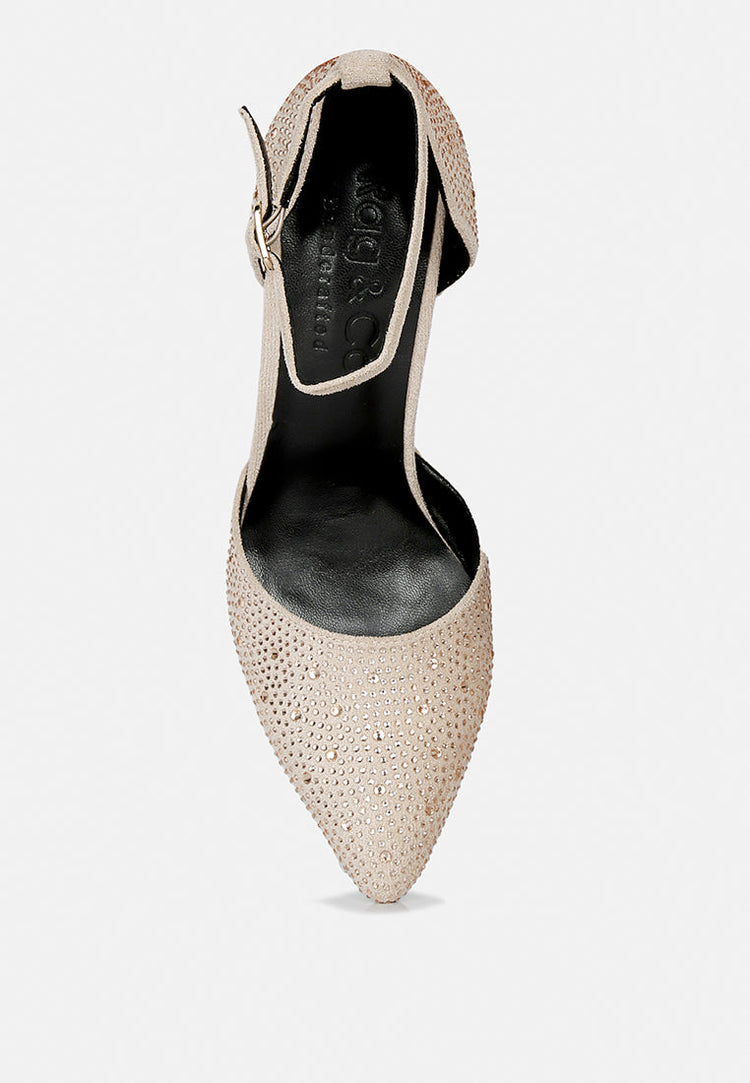 Culver Microfiber Diamante Block Heeled Sandal