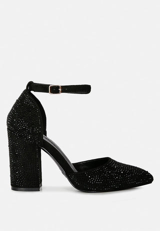 Culver Microfiber Diamante Block Heeled Sandal