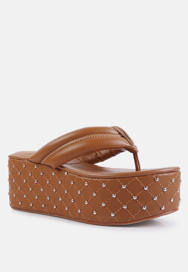 Cupcake Quilted Rhinestone Platform Quilted Sandals - Glamourous Grace