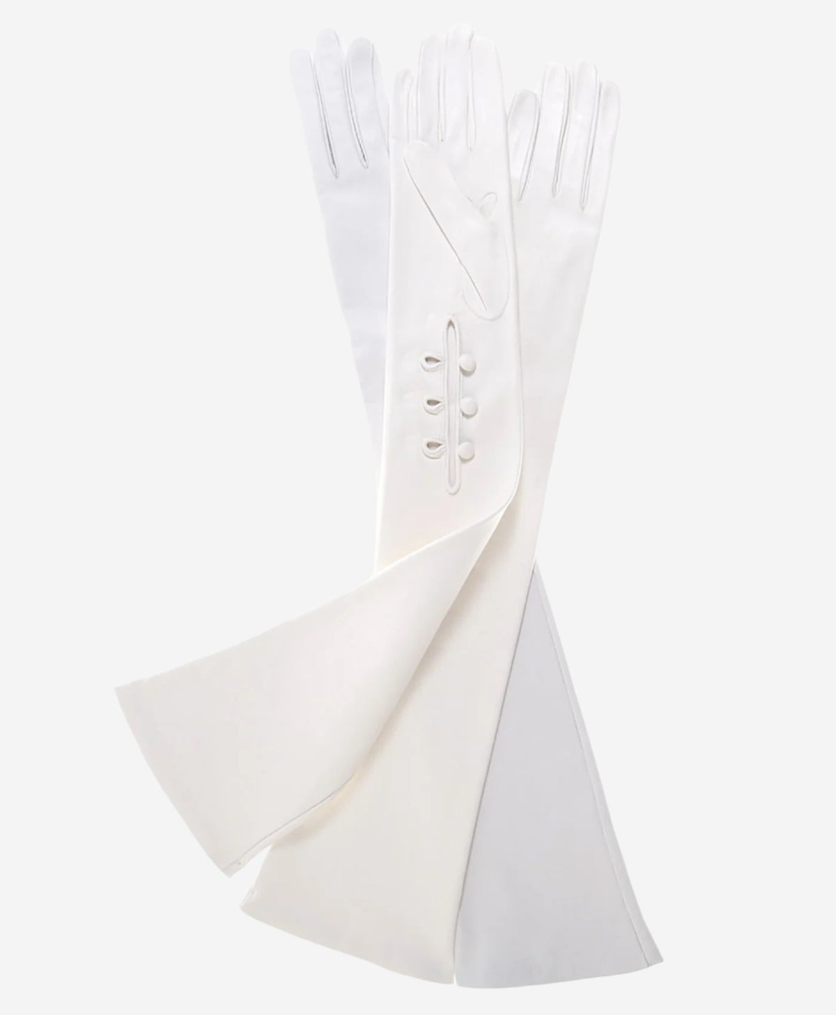 Angelina (ivory) - Italian silk lined 12-button length leather bridal / opera gloves - Glamourous Grace
