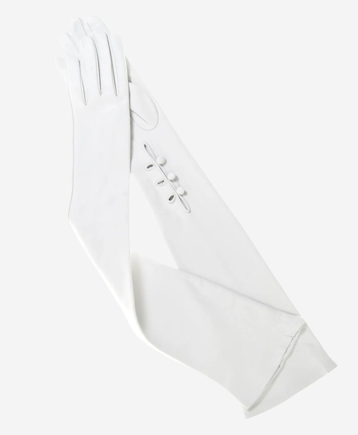 Angelina (ivory) - Italian silk lined 12-button length leather bridal / opera gloves - Glamourous Grace