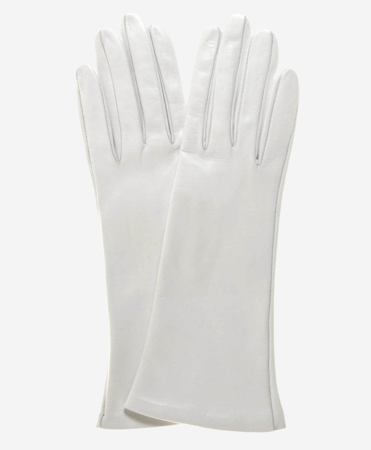 CW01W4 (ivory) - Italian Silk Lined 4-Button Length White Leather Bridal Gloves - Glamourous Grace