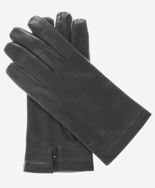 CX3350 (black) - Men’s Italian leather cadet-size wool-lined gloves - Glamourous Grace