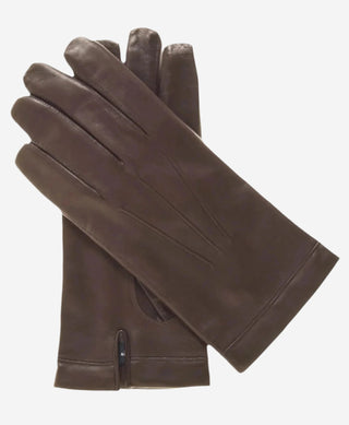 CX3350 (brown) - Men’s Italian leather cadet-size wool-lined gloves - Glamourous Grace