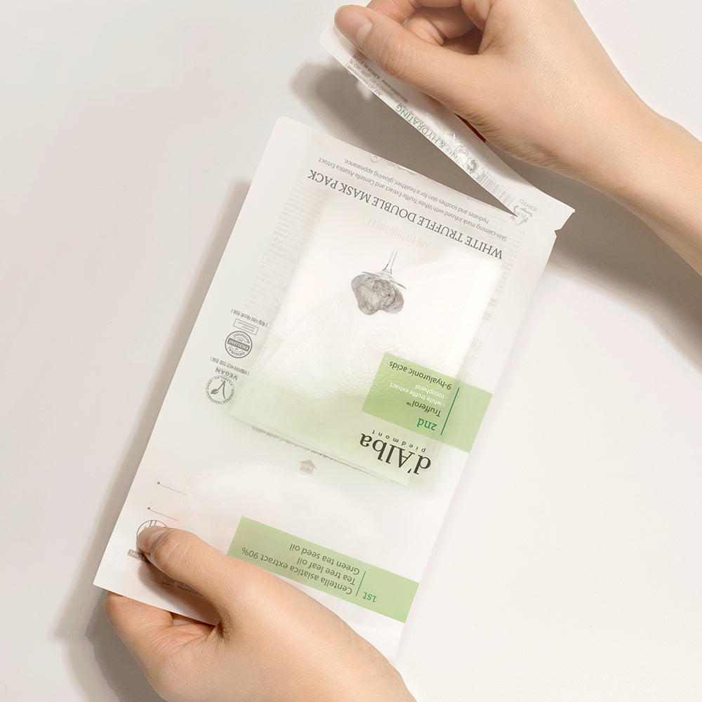 d'Alba White Truffle Double Mask Pack [Calming/Hydrating] 34.5g X 20ea - Glamourous Grace