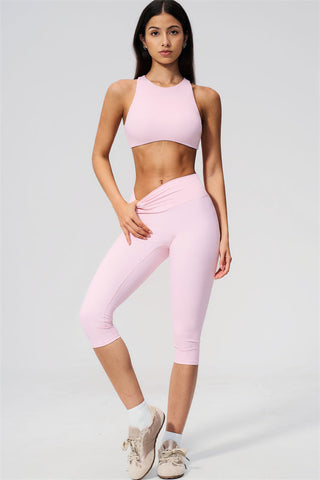 The Twirl Open Back Sports Bra Capri Leggings 2-Piece Set