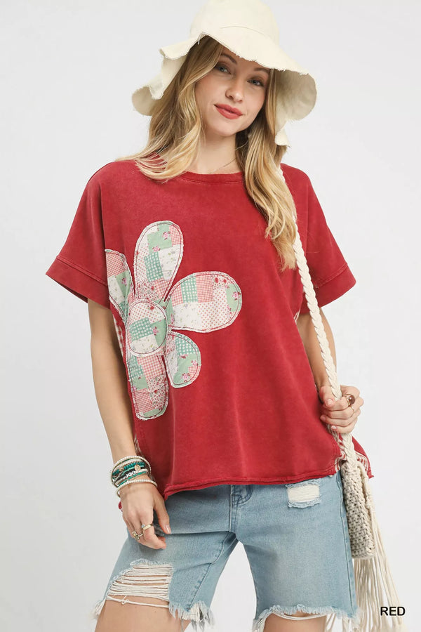 Umgee Mineral Wash French Terry Top - Glamourous Grace