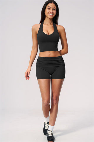 The Twirl Wide Strap Halter Crop Top