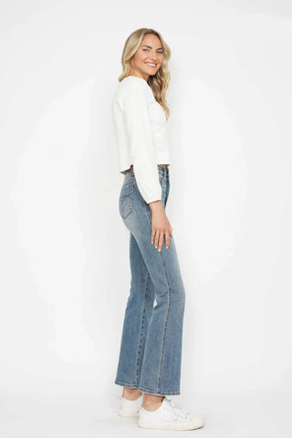 Judy Blue Tummy Control Back Embroidered Pocketed Bootcut Jeans 88783 - 3 Inseams