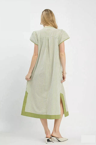 Umgee Stripe Midi Dress with Lace Trim - Glamourous Grace