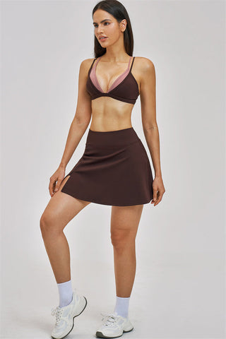 The Seraphine Layered V Sports Bra Skirt 2-Piece Set