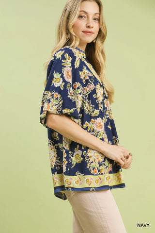 Umgee Apricot Floral Boho Blouse - Glamourous Grace